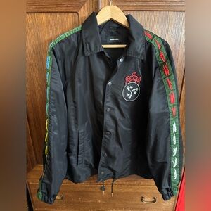 Diesel Men's Black Jacket with Dragon Embroidery